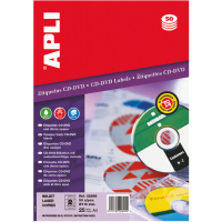 Apli Etiquetas CD/DVD Permanentes Clasico Dorso Opaco 25 Hojas I/L/C