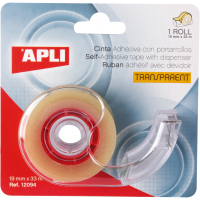 Apli Porta Cinta Home con Cinta Adhesiva Transparente, 19mm x 33m, Facil de Usar y Transportar, Ideal para el Hogar y la Ofic