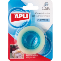 Apli Cinta Adhesiva Crystal, 19mm x 33m, Transparente y Resistente