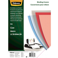Fellowes Pack de 100 Portadas para Encuadernar de PVC A3, 200 Micras , Transparente