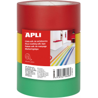 Apli Cinta de Señalizacion Adhesiva PVC 40x33mm 160Μm, Desbobinado Silencioso, Adhesivo Solvente de Caucho Natural, Resistent