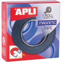 Apli Cinta Adhesiva Magnetica 19mm x 1m y Pegar, Ideal para Manualidades y Organizacion, Negra