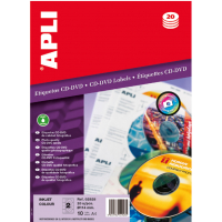 Apli Etiquetas CD/DVD Permanentes Clasico Brillante 20 Hojas Ink