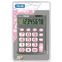 Milan Sobremesa 8 Digitos, Teclas Grandes, Gris y Rosa
