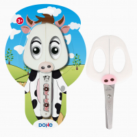 Dohe Tijera Escolar para Niños, Acero Inoxidable, Puntas Redondeadas, Diseño Vaca