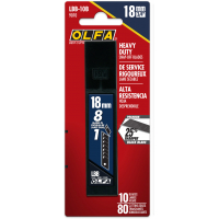 Olfa Pack de 10 Cuchillas de Negras para Cuters 18mm, Acero al Carbono, Un 25% mas Afiladas, 8 Segmentos