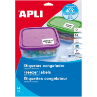 Apli Etiquetas Blancas Especial Congelador 210x297 mm. 10 Hojas A4