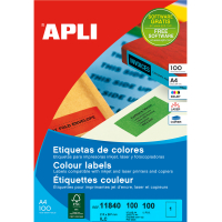 Apli Etiquetas Rojas Permanentes 210.0x297 mm. 100 Hojas A4