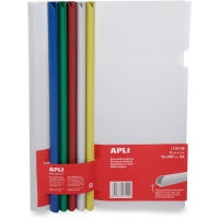 Apli Encuadernadores Deslizantes en Colores Surtidos 10x297mm con Funda Transparente Ranura para Facil Insercion de Hojas Pack d