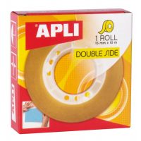 Apli Cinta Adhesiva de Doble Cara 15 mm x 10 m, Transparente