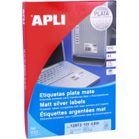 Apli Etiquetas Metalizadas Plata 45.7x21.2 mm. 100 Hojas A4