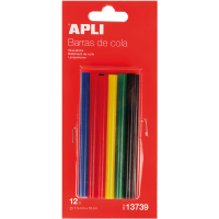 Apli Pack de 12 Barras Termofusibles de Colores Surtidos diametro 7.5mmx10cm