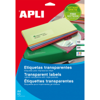 Apli Etiquetas Transparentes Permanentes 48.5x25.4 mm. 10 Hojas A4