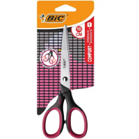 Bic Comfort Tijera Escolar 16cm, Uso Diestro, Color Negro/Azul o Negro/Rosa Aleatorio