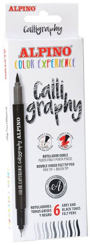 ROTULADOR CALIGRAPHY GRISES Y NEGROS 6 UNIDADES. Especial Lettering